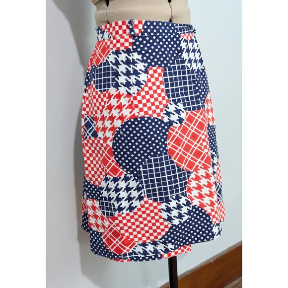60s Blue/Red Patchwork Skort - Picture 7 of 7